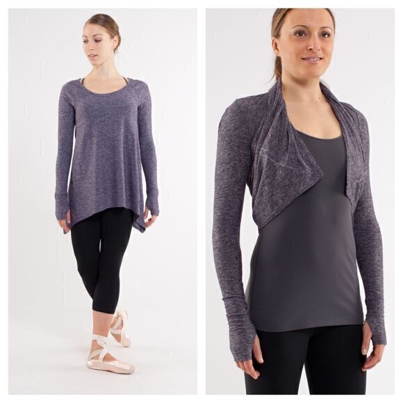 Lululemon Rehearsal Long Sleeve Tunic Top 6/M Heathered Black Swan (Purp… - Picture 1 of 16